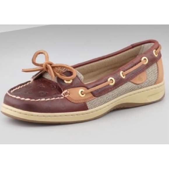 Sperry Shoes | Sperry Burgundy Leather Anchor Print Boat Shoes Size 6 | Color: Red/Tan | Size: 6 | Pm-26210667's Closet